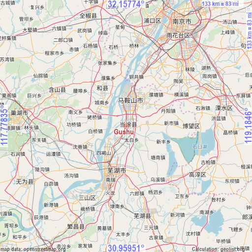 Gushu on map