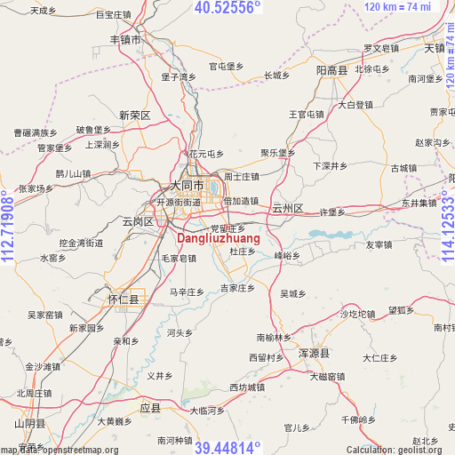 Dangliuzhuang on map