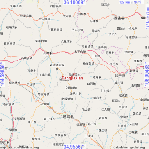 Dangjiaxian on map