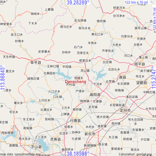 Dangcheng on map