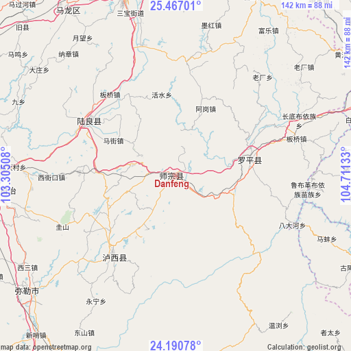 Danfeng on map