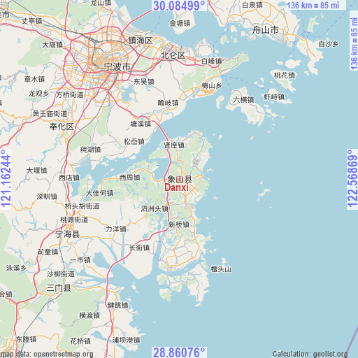 Danxi on map