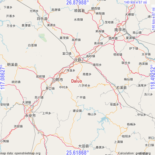 Daluo on map
