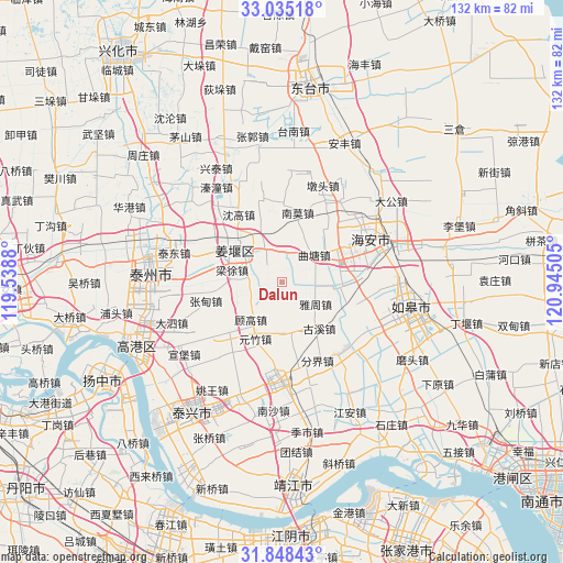 Dalun on map