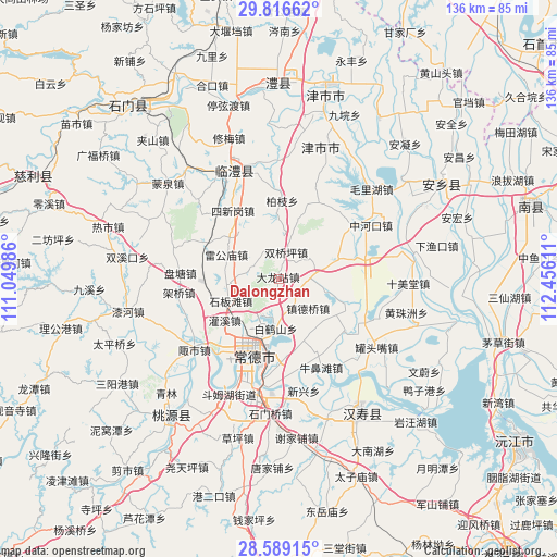 Dalongzhan on map