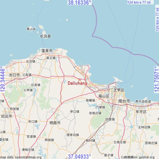 Daliuhang on map