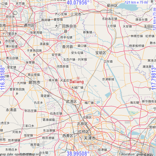 Daliang on map