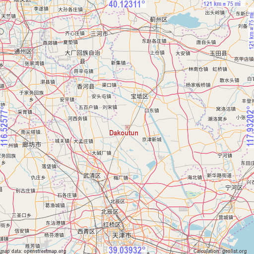 Dakoutun on map