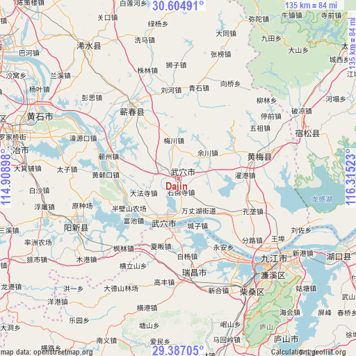 Dajin on map