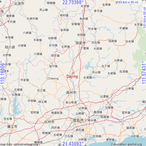 Dajing on map