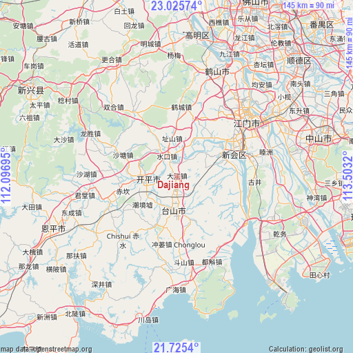 Dajiang on map