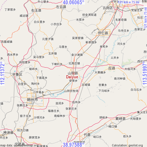 Daiyue on map