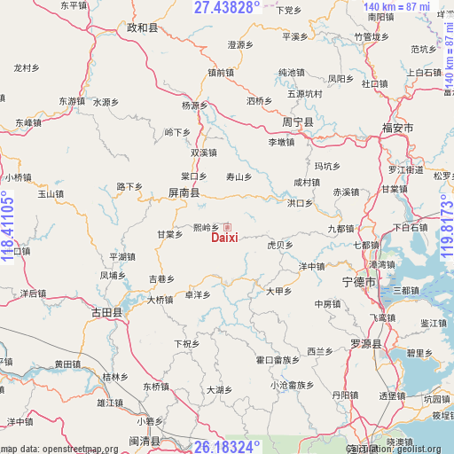 Daixi on map