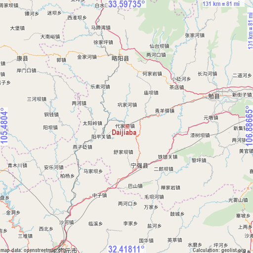 Daijiaba on map