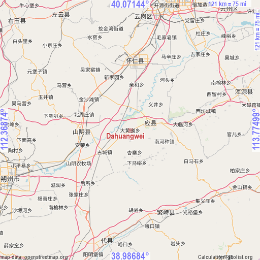 Dahuangwei on map