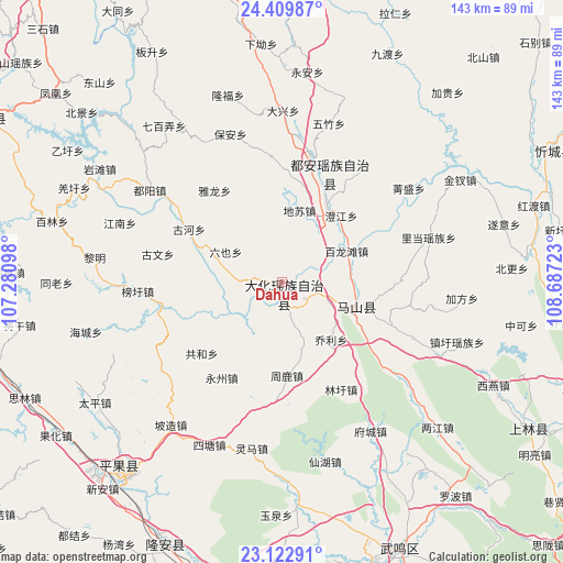 Dahua on map