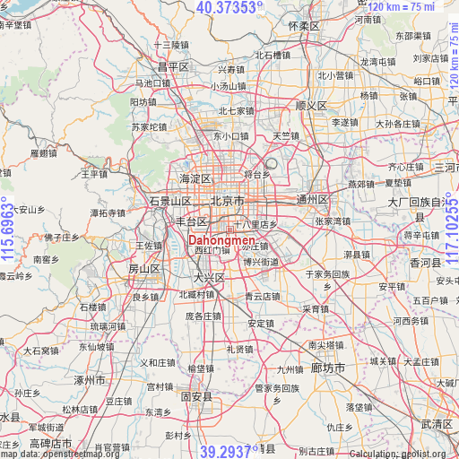 Dahongmen on map