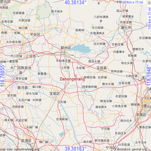 Dahengshang on map