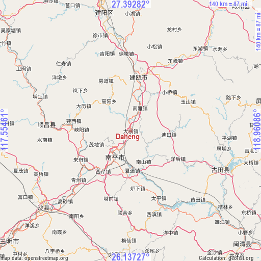 Daheng on map