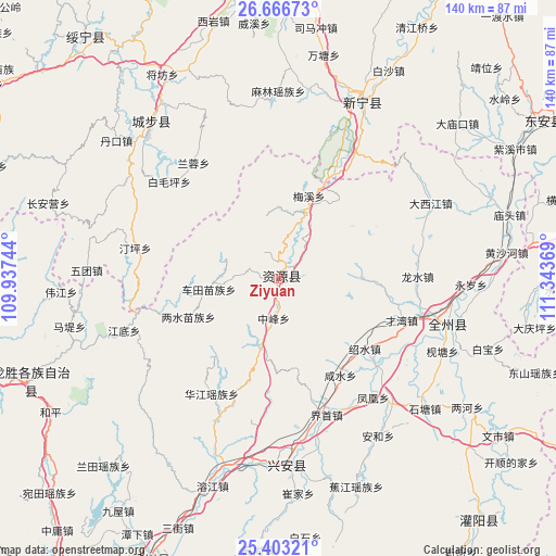 Ziyuan on map