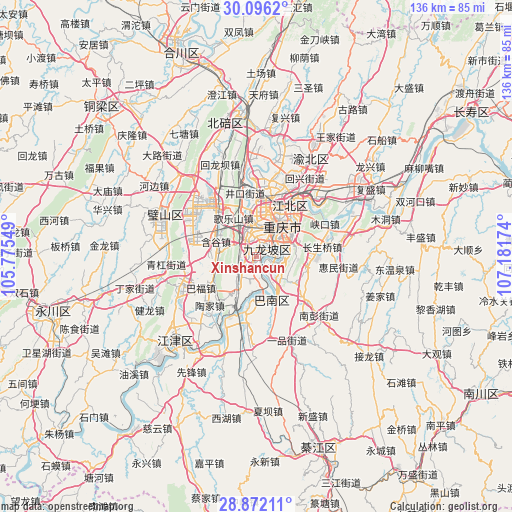 Xinshancun on map