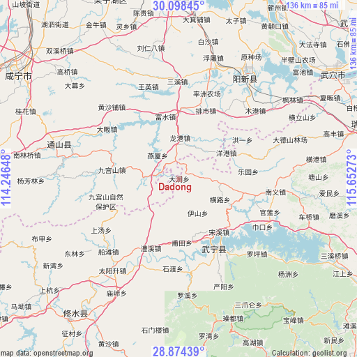 Dadong on map