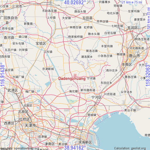 Dadengzhuang on map