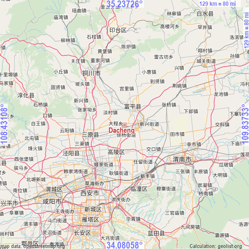 Dacheng on map