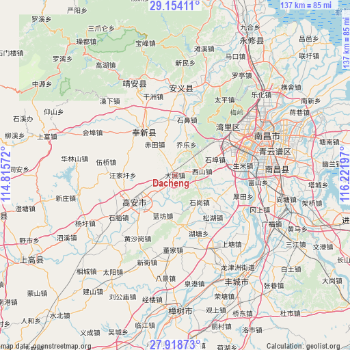 Dacheng on map