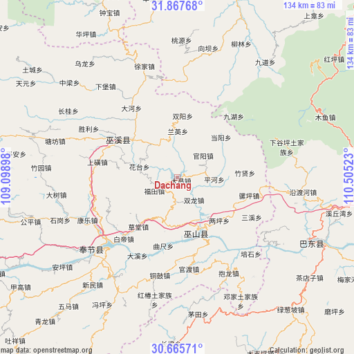 Dachang on map