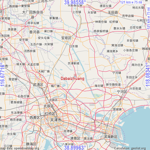 Dabaizhuang on map