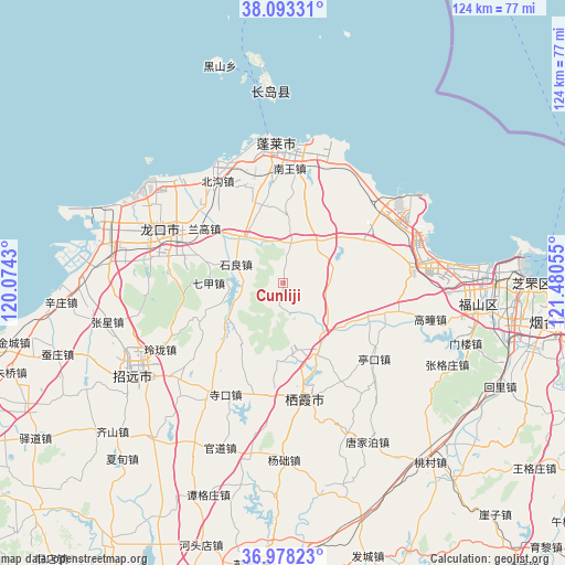 Cunliji on map