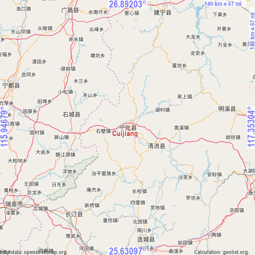 Cuijiang on map