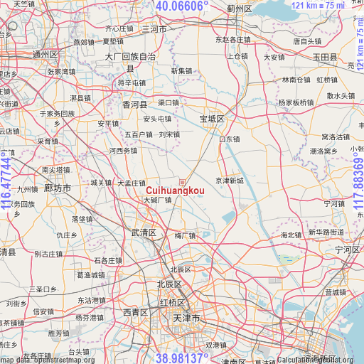 Cuihuangkou on map