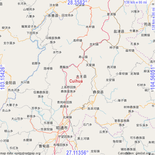 Cuihua on map