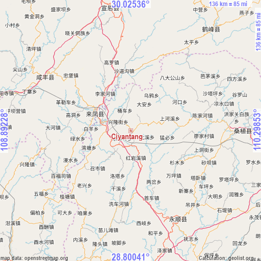 Ciyantang on map