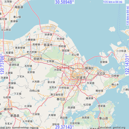 Cicheng on map