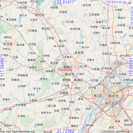 Chuzhou on map