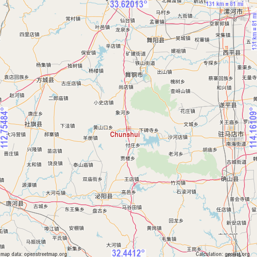 Chunshui on map