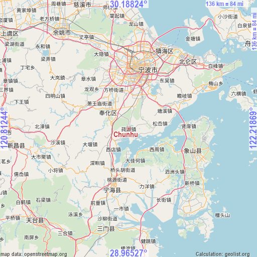 Chunhu on map