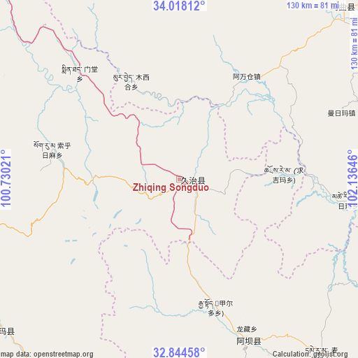 Zhiqing Songduo on map