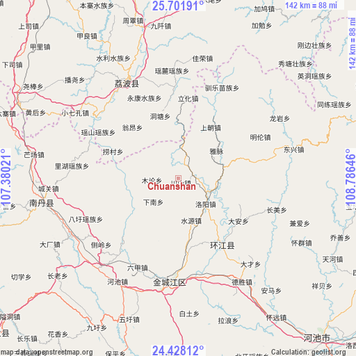 Chuanshan on map