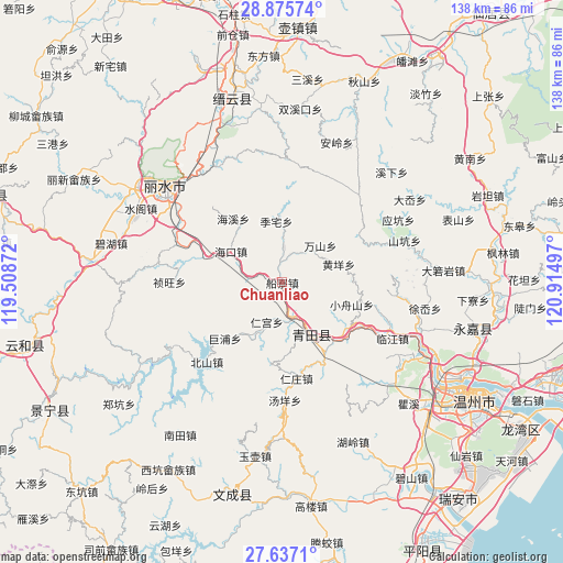 Chuanliao on map