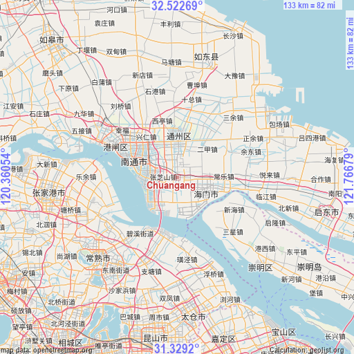 Chuangang on map