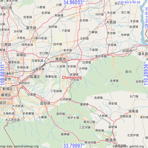 Chongning on map