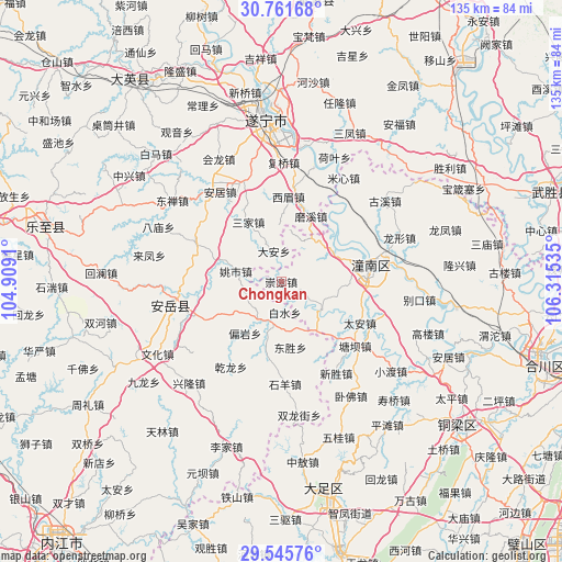 Chongkan on map