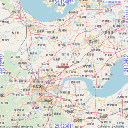 Chongfu on map