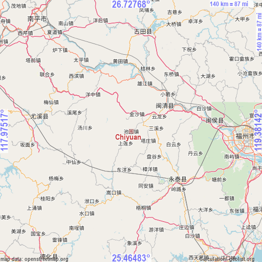 Chiyuan on map