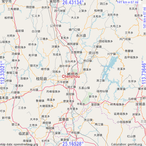 Chenzhou on map