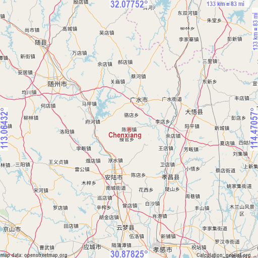 Chenxiang on map